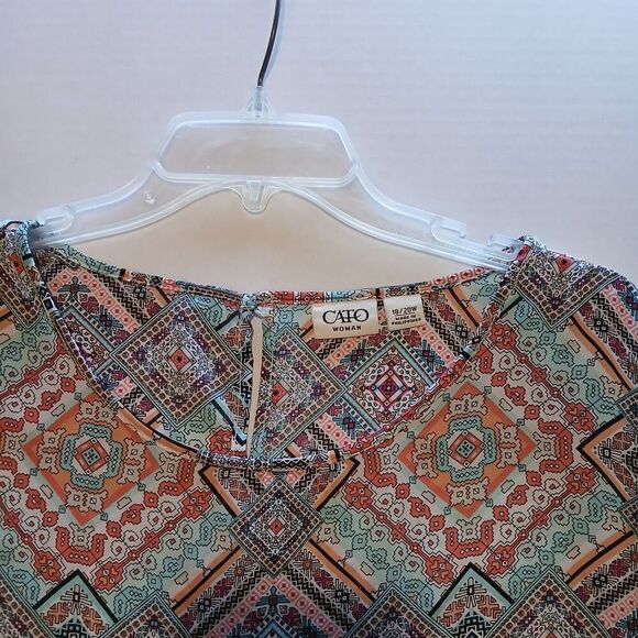 Cato Boho Y2K 3/4 Sleeve with Fringe Blouse. Staple in Your Retro Closet. - Picture 6 of 11